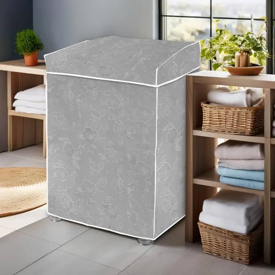 Capa para Máquina de Lavar Impermeável Compatível com Máquinas 12kg a 15kg Reforçada para Todas as Marcas Tamanho 98cm x70cm x 64cm - Cinza