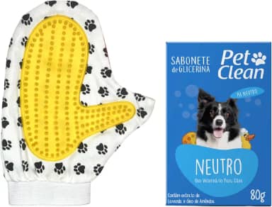 Sabonete para Cachorro Caes Gatos pet + luva tira pelos massageadora kit banho