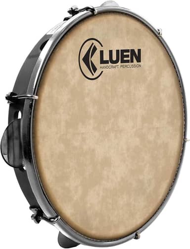 Pandeiro 10" Abs Preto 6 Afin Plat Inx Ferragem Cromada Cabra