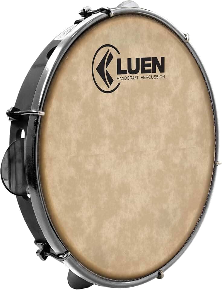 Pandeiro 10" Abs Preto 6 Afin Plat Inx Ferragem Cromada Cabra