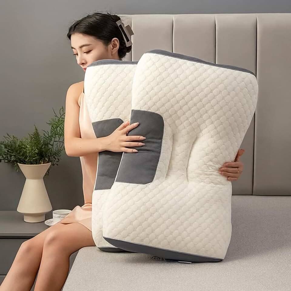 Travesseiro Ortopédico Cervical 74×48 cm Espuma Alta Densidade Almofada Ergonômica Apoio Anatômico Pescoço Capa Lavável
