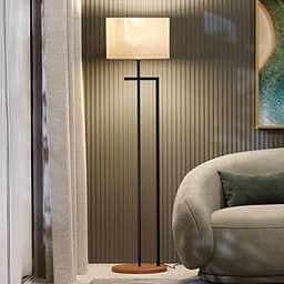 UNIDECOR CASA Luminária Abajur de Chão Salone Decorativa em Aço Carbono Preto com Cúpula