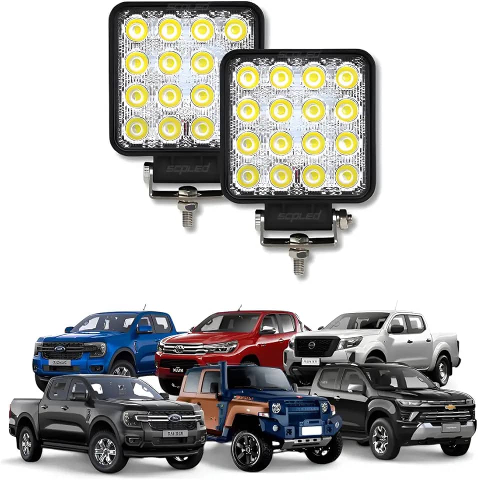 Par Farol Milha Super Led 48w Quadrado Jeep Off Road 4x4