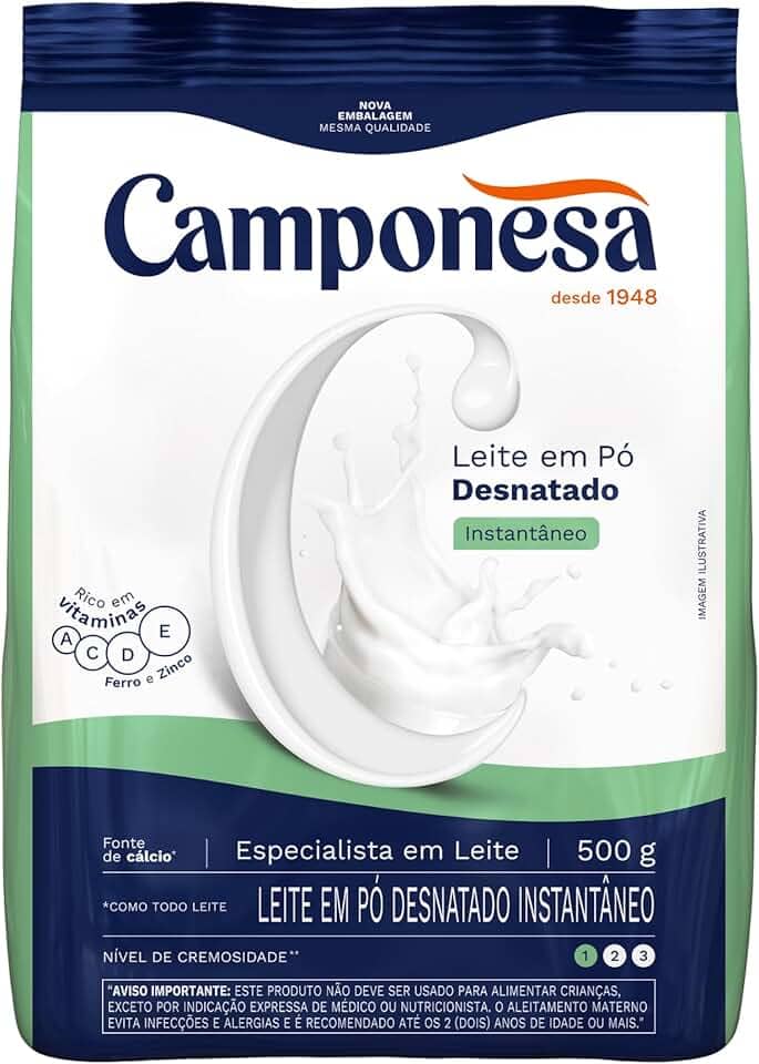 Camponesa - Leite em Pó Desnatado Instantâneo Rico em Vitaminas 500g