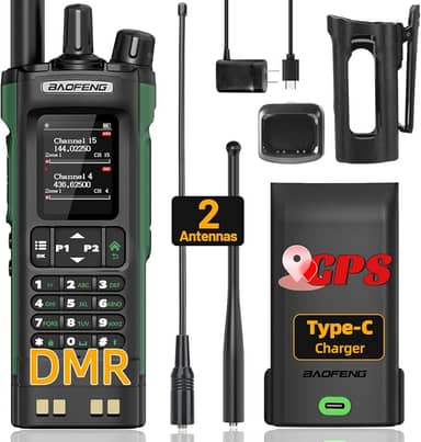 Rádio amador BAOFENG DM32 DMR Rádio portátil recarregável Walkie Talkies DM32UV 5RM Rádio bidirecional Rádio meteorológico NOAA com GPS, frequência de cópia, 2500 mAh, carregamento USB-C com coldre de