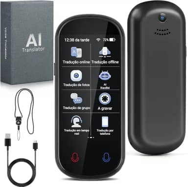 Dispositivo Tradutor de Idiomas, Traductor Eletrônico Bidirecional de Voz em Tempo Real Suporta 138 Idiomas, Offline, Gravação e Tradução de Fotos para Aprendizagem