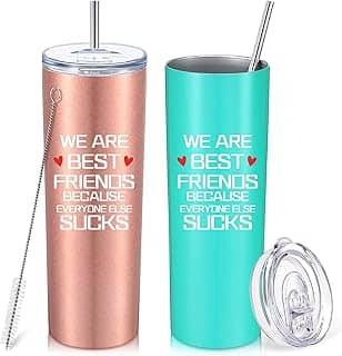 2 pacotes de melhores presentes de copo de amizade para mulheres, presentes engraçados de aniversário para irmã, melhor amiga, melhor amiga, senhora, ela, amigas, colegas de quarto, copo a vácuo amigo