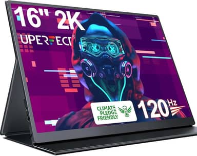 UPERFECT Monitor Portátil Gamer 16” 2K 120Hz, Tela IPS 2560x1600 HDR FreeSync, Brilho 400 Nits, Suporte VESA & Capa Magnética, Conexão USB-C e HDMI, Segunda Tela para Notebook, PC e Celular