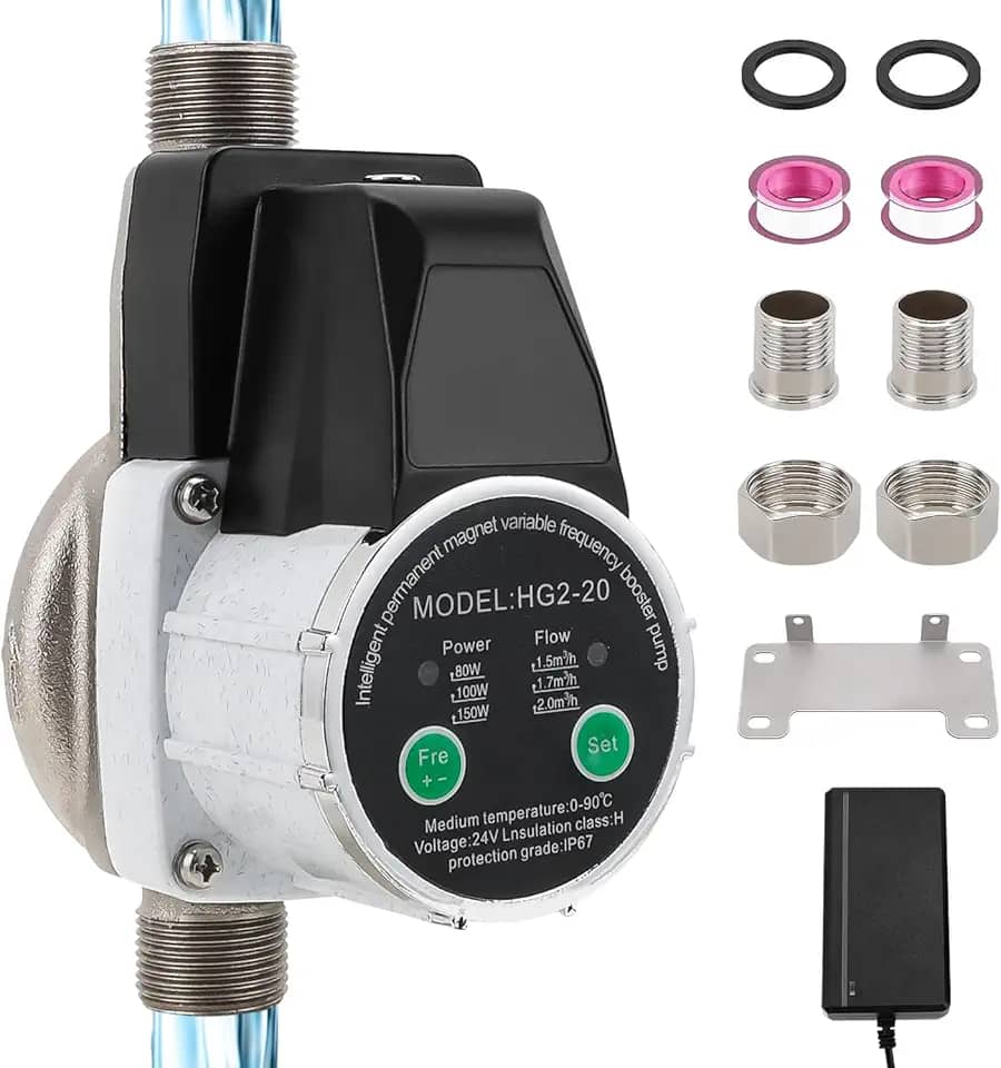 TRUERZA Bomba Pressurizadora de Água, 300W, 2100L/h, 100-240V, Automática, Ajustável, Silenciosa