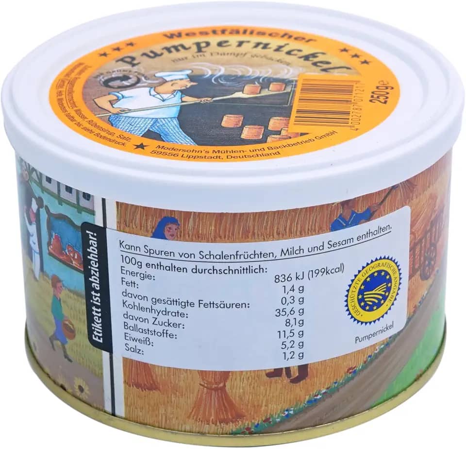 Pão De Centeio Integral Pumpernickel Lata Westfälischer 250g