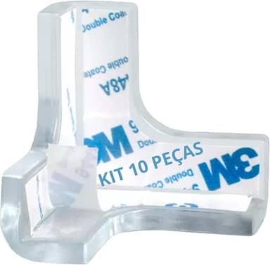 Vittak Kit 10 Protetor de Quina Silicone Transparente com Adesivo Cantoneira Móveis Mesa Rack Prateleira Proteção de Bebê e Idoso