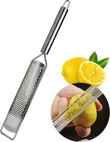 Ralador Zester 2 Faces em Aço Inox Premium – Utensílio de Cozinha Multiuso para Ralar Queijo, Casca de Limão, Gengibre, Noz-Moscada, Chocolate, Coco e Especiarias Secas, Leve e Durável