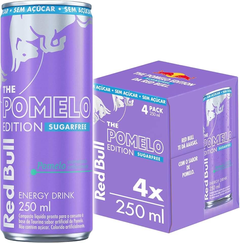 Pack de 4 Latas Red Bull Energético, Pomelo Edition, Sem Açúcar, 250ml