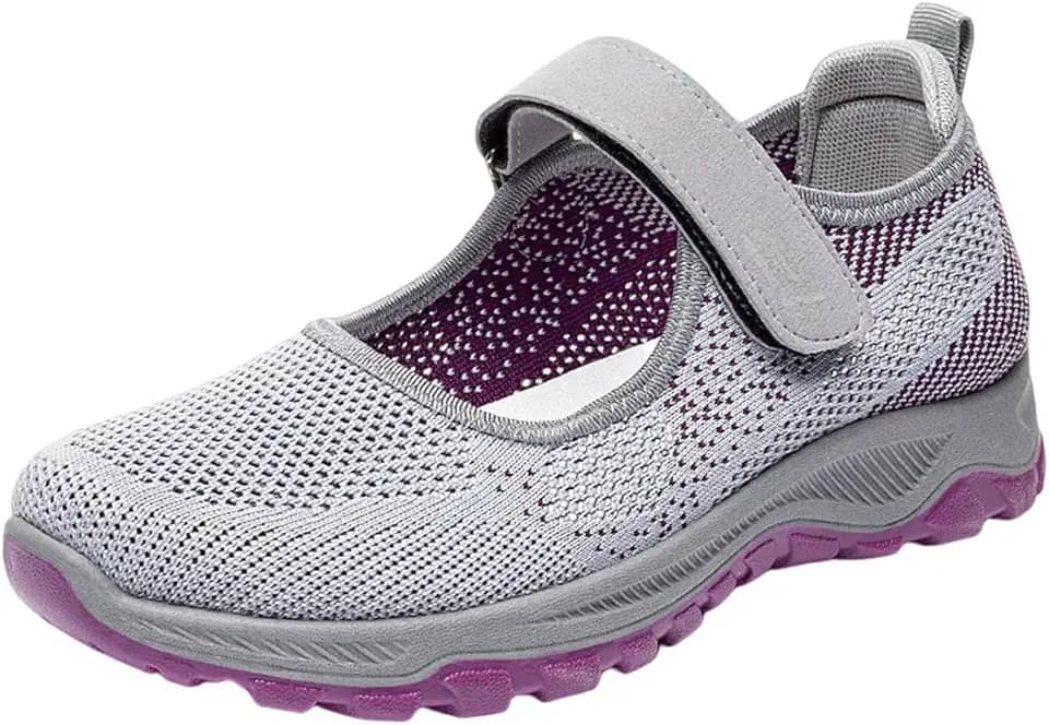 Tênis de Malha Femininos para Idosos, Calçados Esportivos Casuais para O Dia a Dia, Tênis Rasos, Tênis Respiráveis ​​para Caminhada