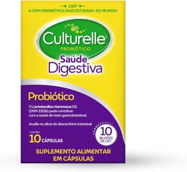 Culturelle Probiótico Saúde Digestiva, Suplemento Alimentar Diário, Com Lactobacilos, Sem Glúten, Sem Lactose, 10 Cápsulas