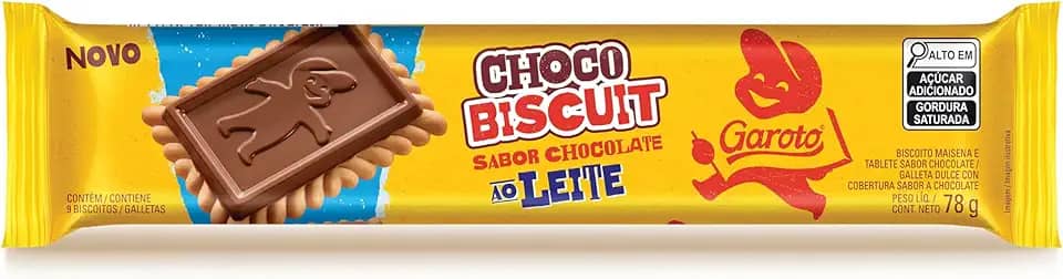 Biscoito com Chocolate Chocobiscuit GAROTO ao Leite 78g