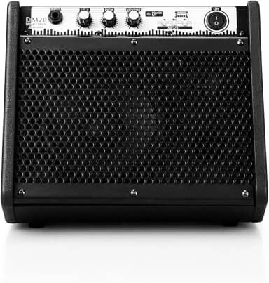 VEDO Conjunto portátil para prática doméstica DDA-20 com amplificador de bateria eletrônica de 20 W, amplificador de bateria eletrônica sem fio, teclado e caixas de som. (Preto)