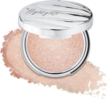 Erinde Iluminador facial Shimmer em pó, acabamento em creme a pó, brilho leve e saudável, maquiagem iluminadora corporal luminosa de longa duração, 04 Champagne Aura
