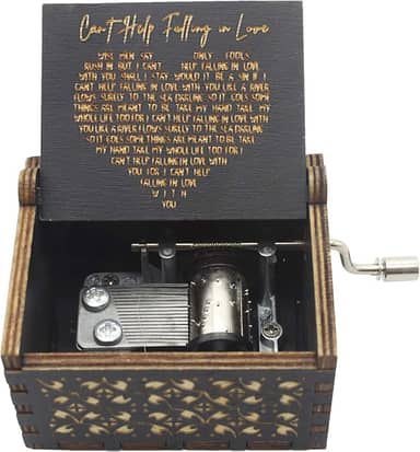 Caixa de Música Preta, de Manivela Vintage Esculpida em Madeira para Presente para o Amor, Namorado, Namorado, Marido, Esposa, Amantes de Aniversário, Dia dos Namorados, Aniversário
