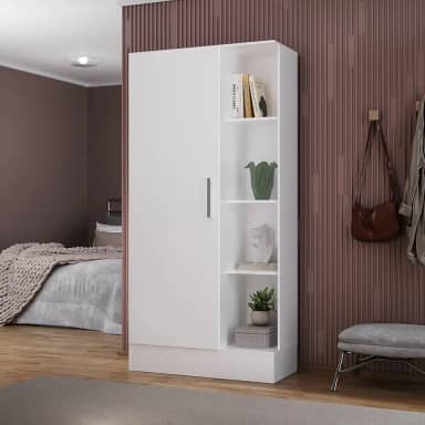 Armário Multiuso 1 Porta 7 Prateleiras Espresso Móveis Branco