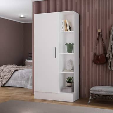 Armário Multiuso 1 Porta 7 Prateleiras Espresso Móveis Branco