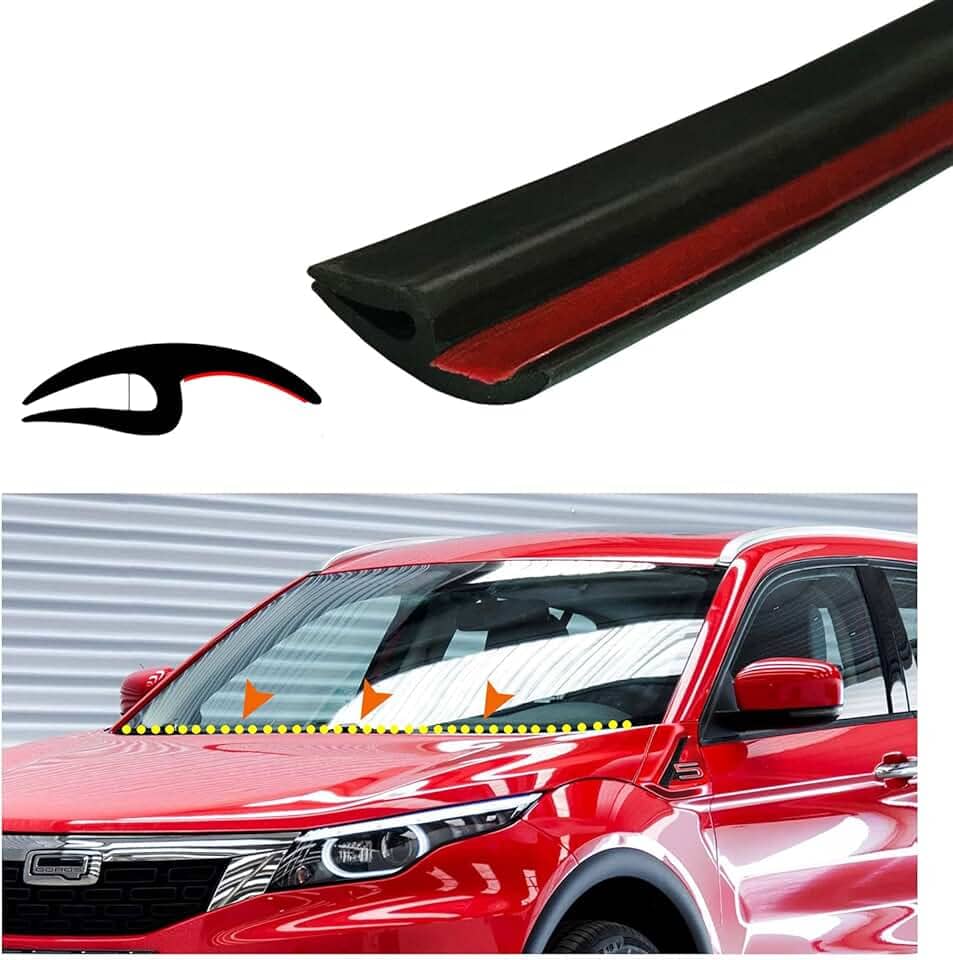 Para-brisa frontal de veículo com acabamento de vedação, impede a entrada de chuva/água/vento/poeira e ruído, proteção eficaz do motorista e do carro (2,2 m, para-brisa dianteiro preto)