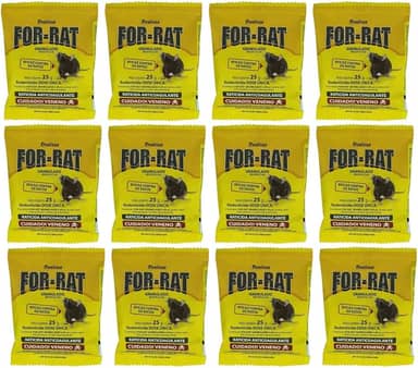 Kit 12un For-Rat Isca Mata-Ratos Granulado Sachê 25g - Isca Atrativo Para Ratos Camundongos e Ratazanas