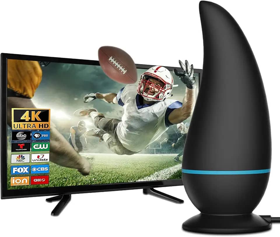 Antena de TV 2024 - 8K 4K 1080P - Amplificada - Longo Alcance 1100m - Smart TV - Digital Interna e Externa