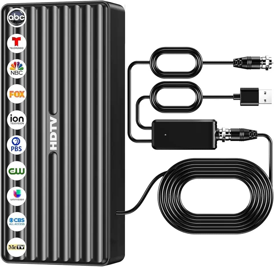 Antena de TV 2026 para Smart TV HD interna, antena de TV digital externa com alcance de 1000 milhas para canais locais gratuitos, suporta 8K/4K/1080P, cabo coaxial de 10 metros