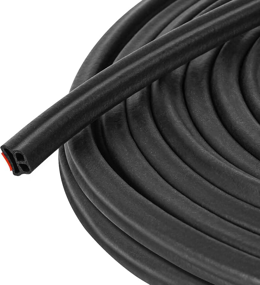 19,7 m Universal Car Weather Stripping, fita de vedação de borracha autoadesiva para porta, isolamento de ruído de motor e janela para automóveis (47/254.0 cm x 2/12.7 cm)