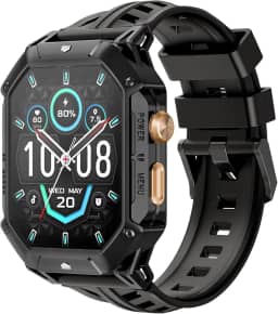 HAYLOU IRON N1 Relógio Inteligente Militar para Homens,Bateria com Duração de 100 Dias (850 mAh),Tela AMOLED HD de 2,01'，Bluetooth Telefone Chamada Smartwatch，5ATM à Prova d'água,Assistente de Voz,100+ Modo Esportivo