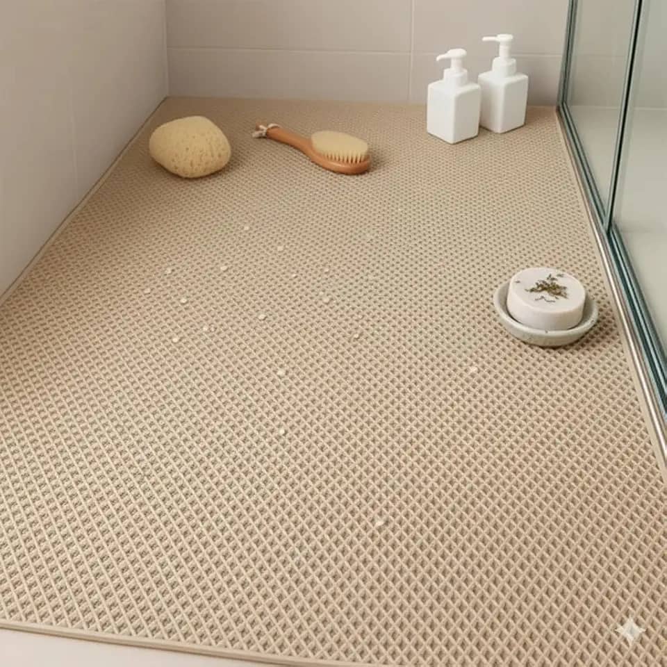 Tapete Vazado Antiderrapante Para Banheiro Box Idoso 100x60 Bege