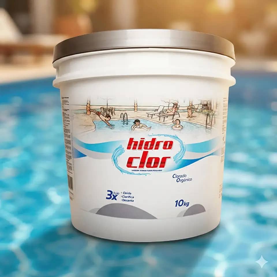 CLORO ORGÂNICO TRIPLA AÇÃO 36% HIDROCLOR 10Kg para Piscina, Desinfeta, Clarifica e Decanta, 36% Concentração, Tratamento de Água