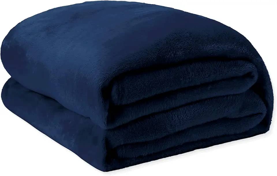 Cobertor Casal Soft Microfibra Toque Aveludado Antialérgico Coberta Dupla Face Confortável Ótima para o Dia Dia - 1,80m x 2,00m (1, Azul Marinho)