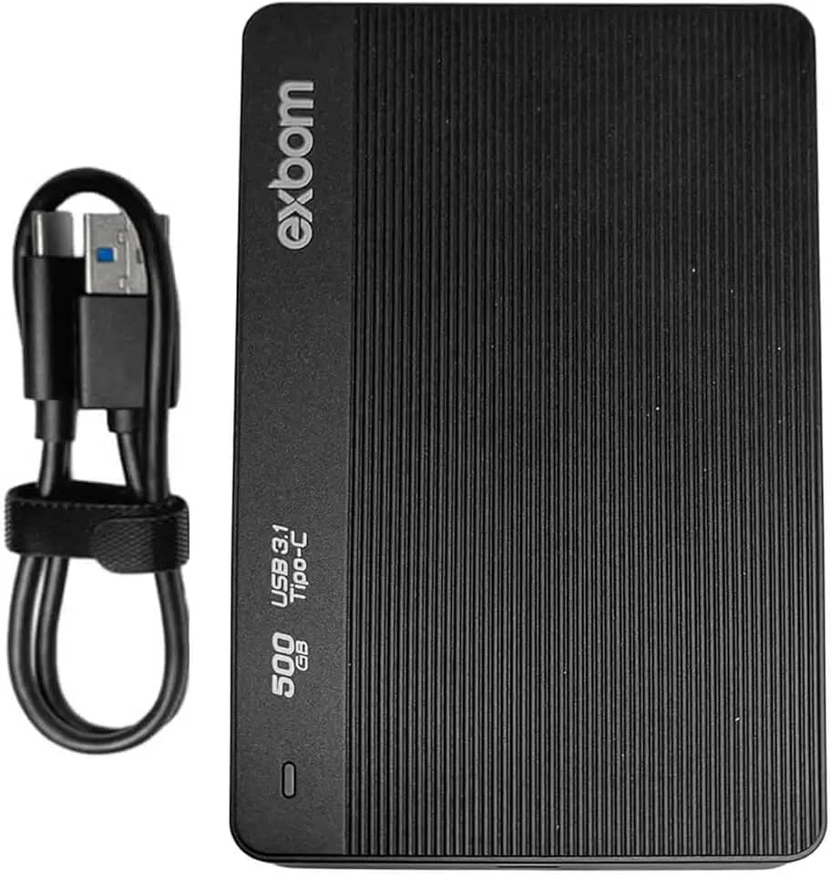 HD Portátil 500GB Compatível com Windows e Mac com Tecnologia USB-C Disco Rígido Externo 500GB Transferência Rápida Backup Externo Portátil com Leitura e Gravação Rápida