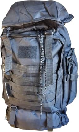 Mochila Lona Reforçada 70 Litros Mala Trilha Bagagem Caminhada Viagem Cargueira Pesca Tatica Camping Moto preta