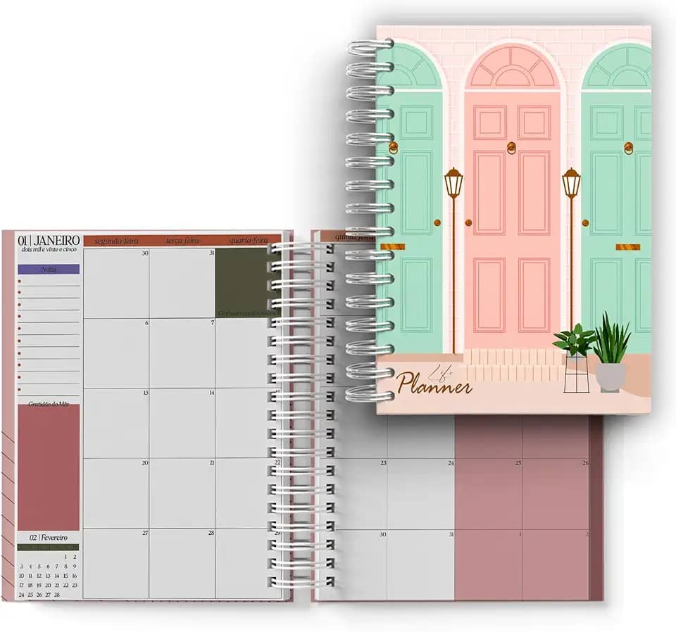 Planner Premium 2026 - Planejamento Anual com Roda da Vida A5, Gestão Financeira, Organização Pessoal, Metas e Saúde, Capa Dura Laminada, Agenda Semanal e Mensal, Cápsula do Tempo (Capa 2)