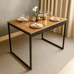 Mesa de Jantar MDF e Aço Estilo Industrial 100x60cm Ideal para Apartamento Sala de Estar ou Cozinha Moderna - Somente a Mesa