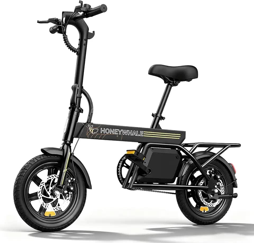 HONEYWHALE B20 Bicicleta Elétrica, 440W-35KM-25KM/H-120KG, Scooter Motor-Adulto-Bike-Autonomia-Velocidade Máxima-Carga-Honey Whale-Fat-Dobravel, 14 Aro, Freios a Disco Dianteiros e Traseiros