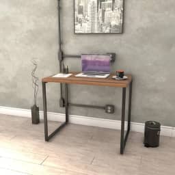 Mesa para Escritório Office Estilo Industrial 0,90m Kuadra Nogal/Est.Preta, Compace