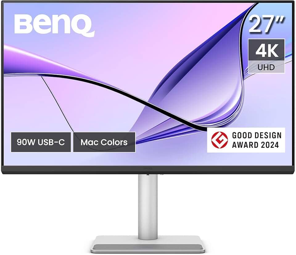 BenQ Monitor MA270U 68.6 cm 4K 3840x2160 para MacBook® Pro/Air, Dual USB-C, 90W Power Delivery, Mac Color Match, Hub USB, controle de brilho e volume no Mac, suporte ajustável de altura e inclinação,