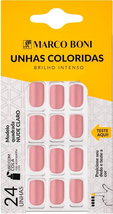 marco Boni, Unhas Posticas Quadrada Nude Claro, 9738, Marco Boni, Nude Claro, 1 Unidade.