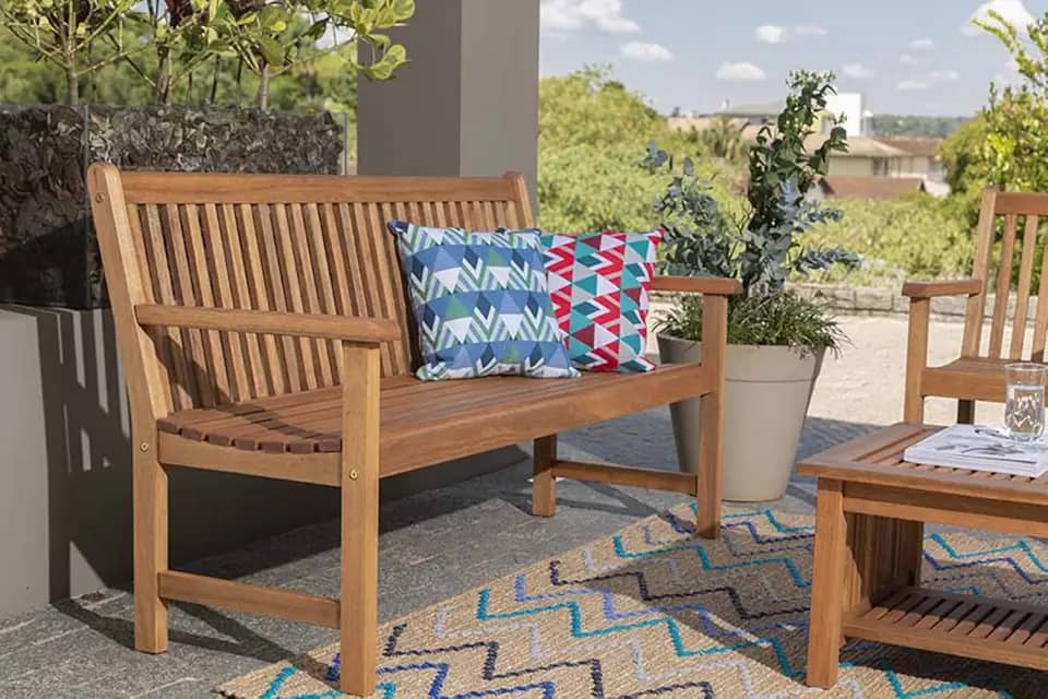 Banco para Jardim 3 Lugares em Madeira Recanto Meu Móvel de Madeira - Jatobá