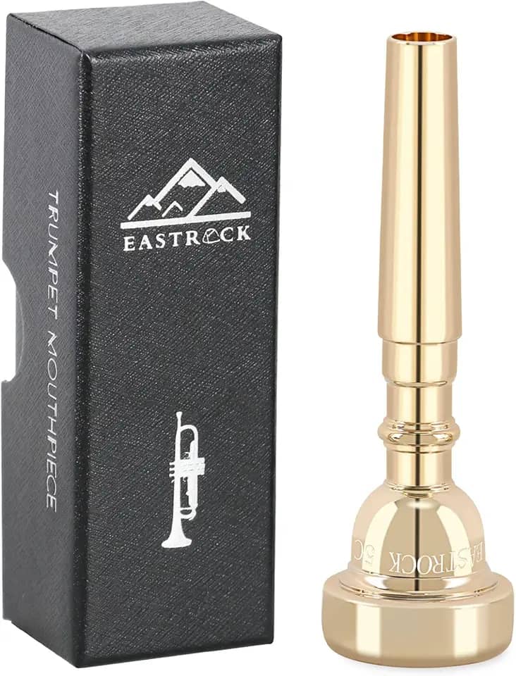 EastRock Bocal de trompete 5C banhado a ouro Bb Trompeta Bocal Trompeta Acessórios para instrumento de trompete embalados a vácuo
