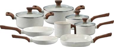 Mimo Style, Conjunto de 8 Panelas Pratic Cook Marmol Compatível com Fogão por Indução