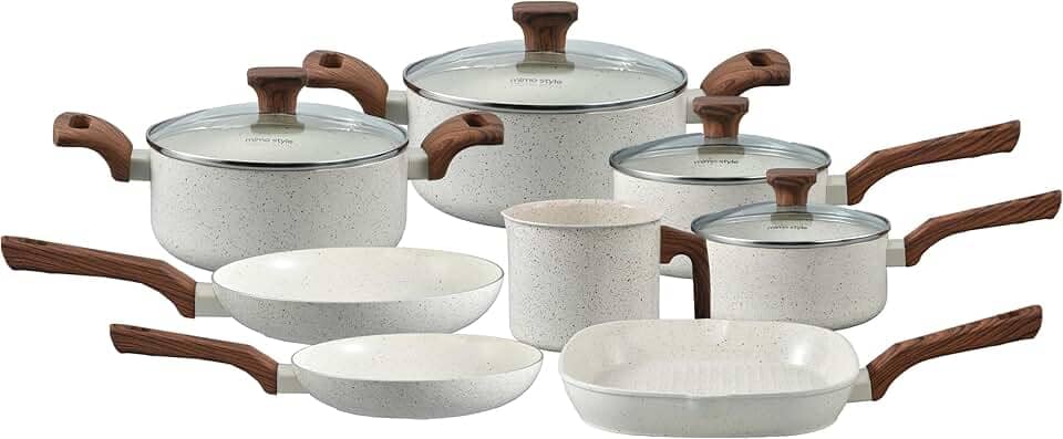 Mimo Style, Conjunto de 8 Panelas Pratic Cook Marmol Compatível com Fogão por Indução