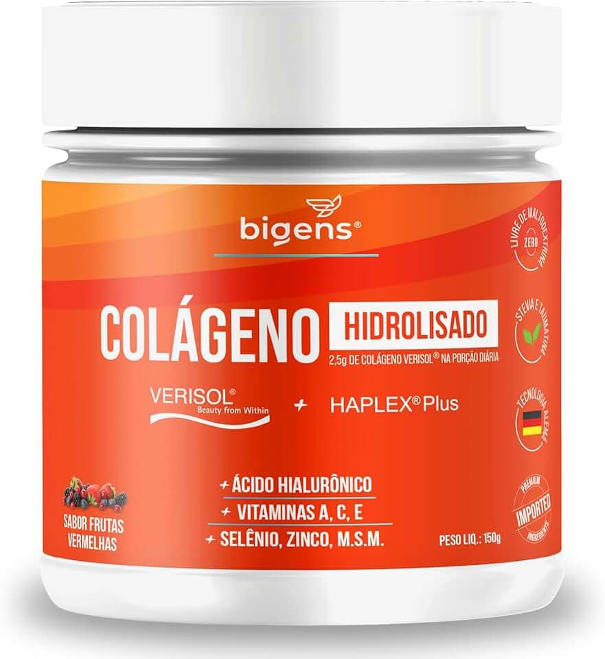 Colágeno Hidrolisado Verisol + Haplex Plus com Ácido Hialurônico e Vitaminas A, C, E, Selênio, 150 g em Pó, Bigens (Unidade)