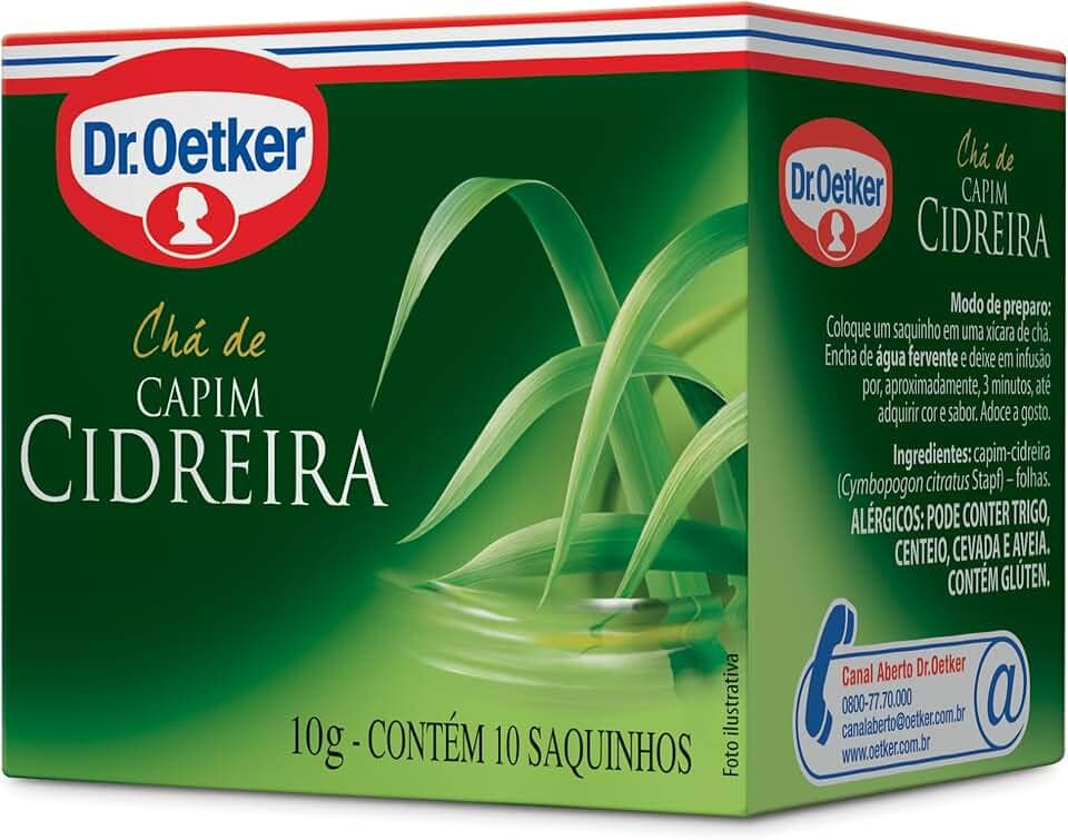 Dr. Oetker Chá de Ervas, Sabor Erva-Cidreira, Bebida Quente de Simples Preparo, 10 Sachês
