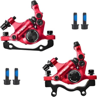 Pinças de freio a disco hidráulico Zoom HB-100, 2 peças vermelho dianteiro/traseiro, conjunto de freio a disco de freio a óleo para MTB, mountain bike e bicicleta elétrica