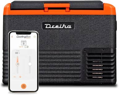 Geladeira portátil com compressor, congelador elétrico, refrigeração de -20ºC a 20ºC, controle APP, CBX30 para carros, caminhões, camping 12/24V (30 L, preto/laranja)